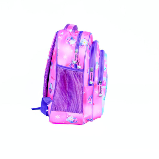 Pink princess heart kids school backpack – side view