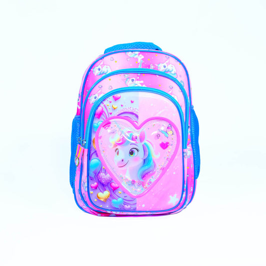 Pink unicorn kids school backpack – front view
