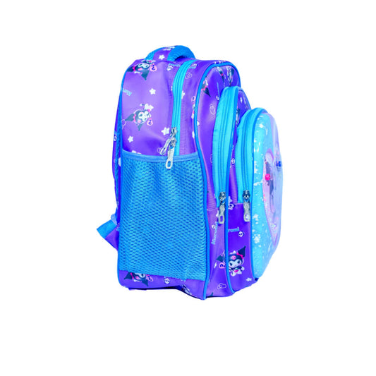 Purple cute character kids school backpack – side view