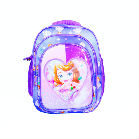 Purple princess heart kids school backpack – front view